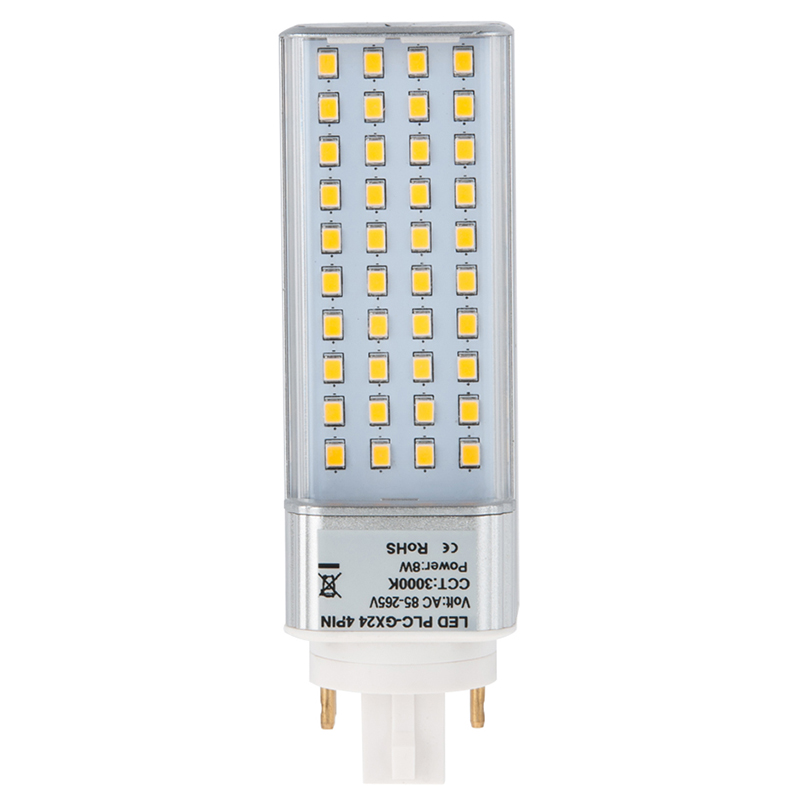 PLC Lamp G24D 2-Pin LED Bulb, 8 Watts, 18W Equivalent, AC85-265V